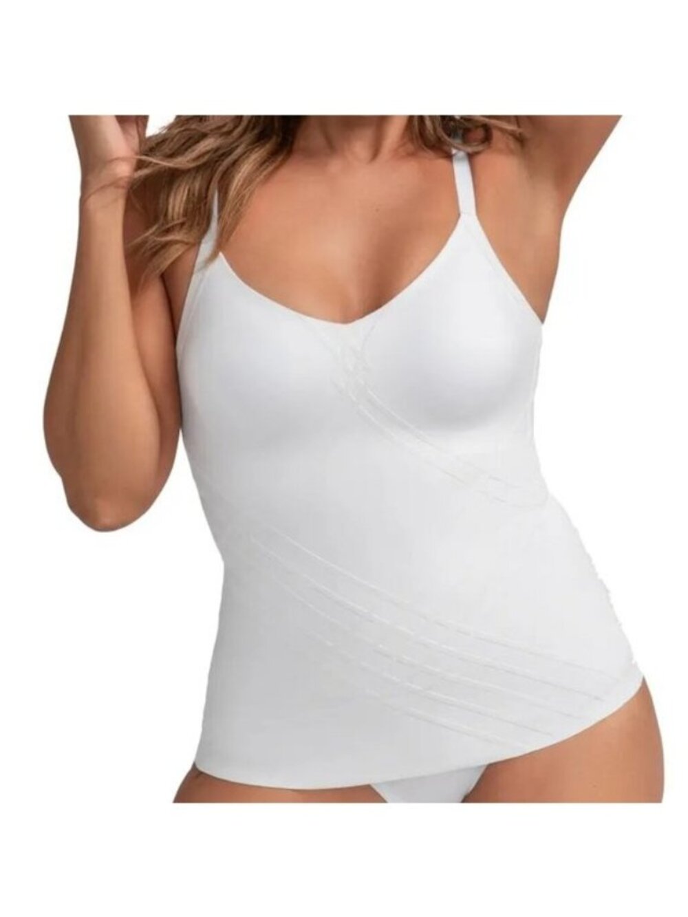 Honeylove Silhouette Camisole Top 1X Astral White Shaping Shapewear Adjustable